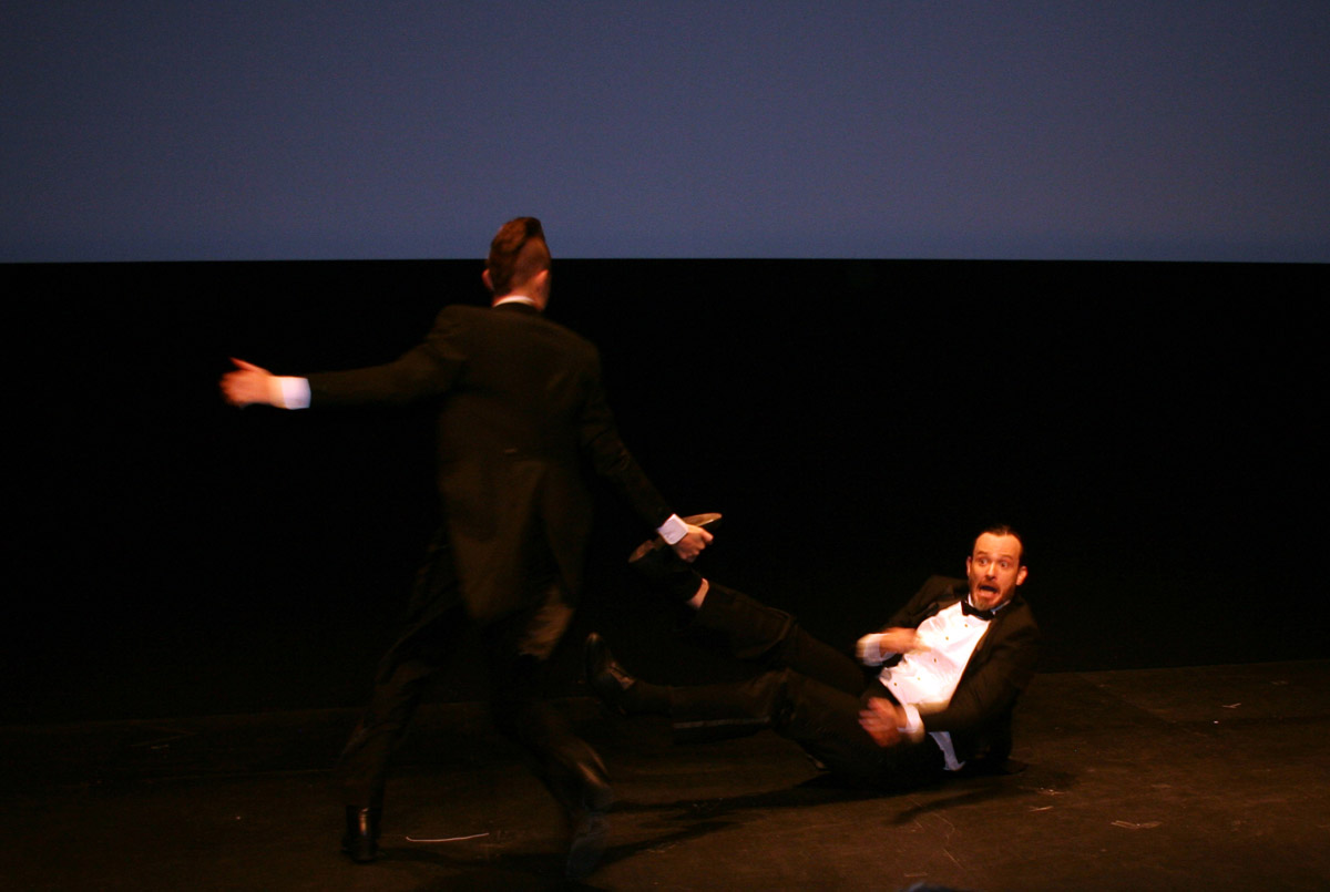 Sparrow Film Project 12 Gala: Adam Begy and Mike Free performing a dance number to open the show.