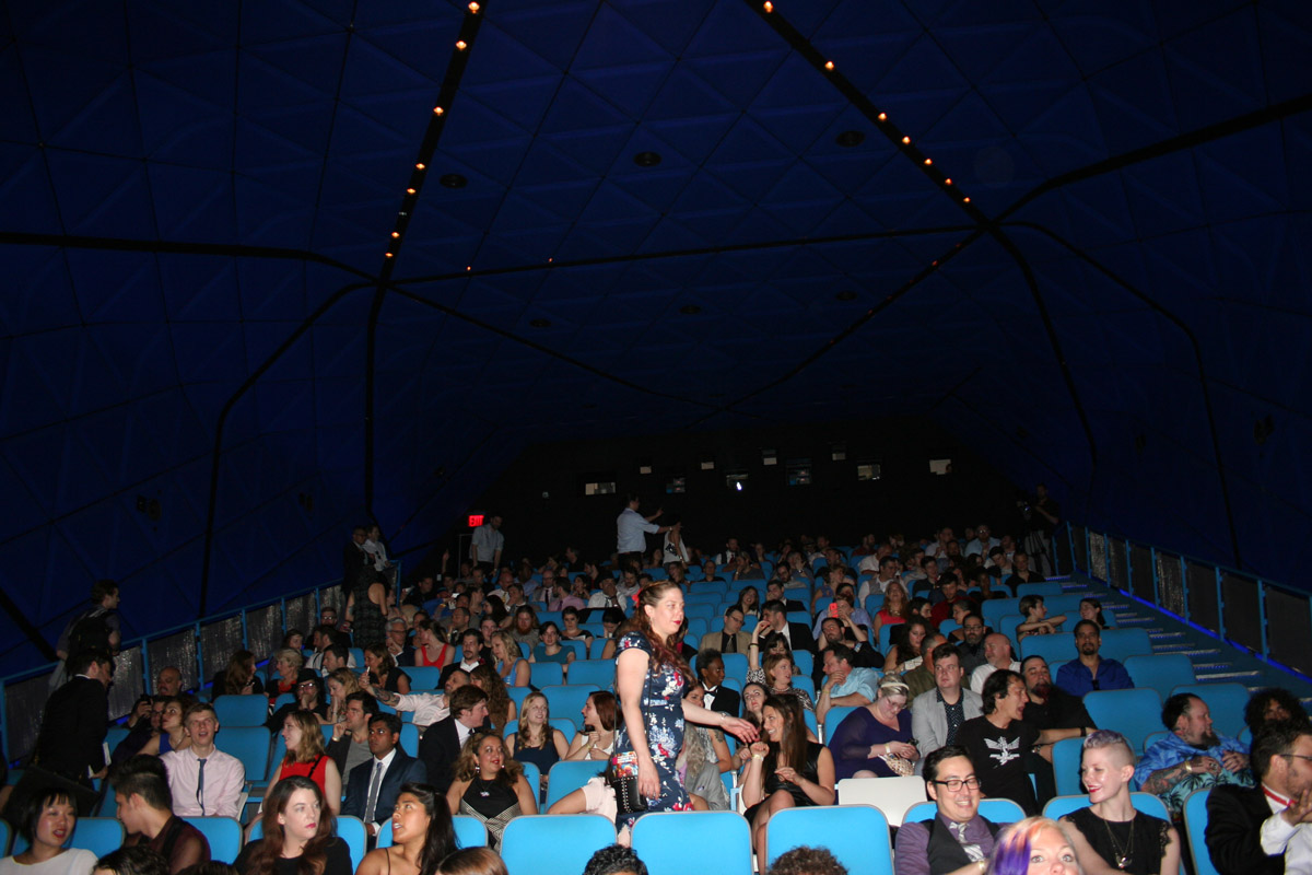 Sparrow Film Project 12 Gala: Filmmakers and friends filling the sold out theater at the Museum of the Moving Image.